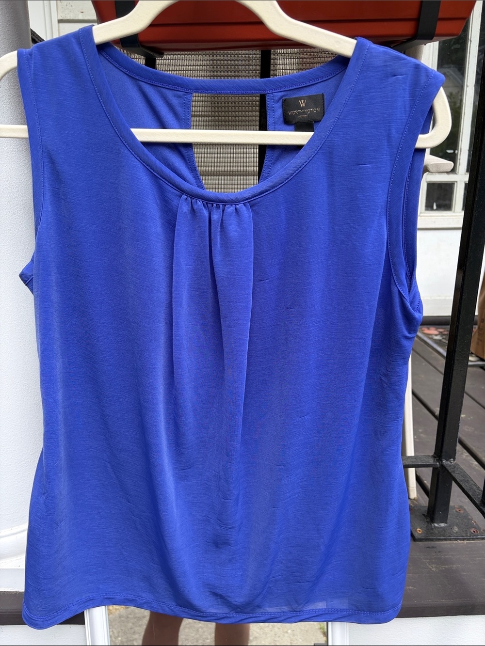 W by Worth Royal Blue Pleated Front Sleeveless Camisole